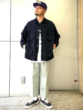 「Needles（ニードルス）のアイテム（帽子）」を使った、Yoshihito Hayashiさん（メンズ・170cm）の夏コーディネート