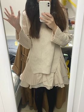 「SNIDEL（スナイデル）のアイテム（ワンピース/ドレス、ベージュ系）」を使った、Angeliviaさん（レディース・158cm）の冬コーディネート