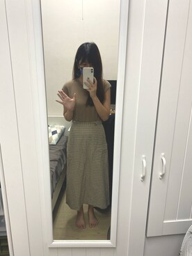 「dresseumのアイテム（スカート、グリーン系）」を使った、Angeliviaさん（レディース・158cm）の秋コーディネート