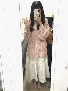「小莓波醬のアイテム（シャツ/ブラウス、ピンク系）」を使った、Angeliviaさん（レディース・158cm）の秋コーディネート