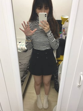 「noneのアイテム（トップス、ホワイト系）」を使った、Angeliviaさん（レディース・158cm）の秋コーディネート