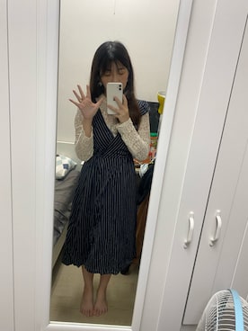 「noneのアイテム（ワンピース/ドレス、ブルー系）」を使った、Angeliviaさん（レディース・158cm）の秋コーディネート