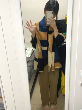 「忘記のアイテム（パンツ、ゴールド系）」を使った、Angeliviaさん（レディース・158cm）の冬コーディネート
