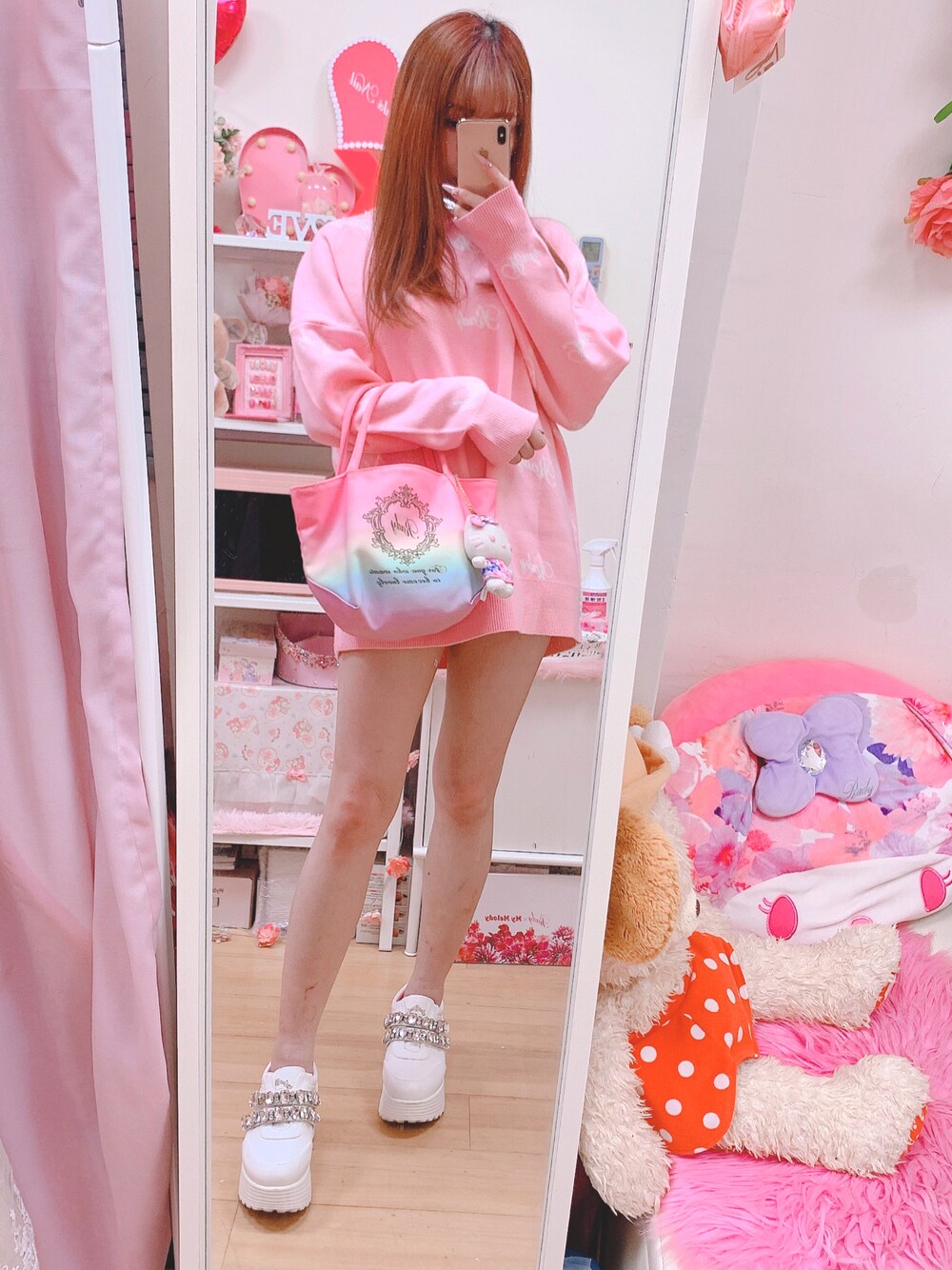 Rady シャンデリアピンクニット Rady シャンデリアビジューアンゴラニットワンピース