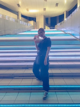 「UNIQLO（ユニクロ）のリブハイネックT（5分袖）（Tシャツ/カットソー）」を使った、AY♡さん（レディース・158cm）の夏コーディネート