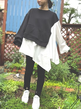 「アイテム（スウェット）」を使った、AIさん（レディース・157cm）の夏コーディネート