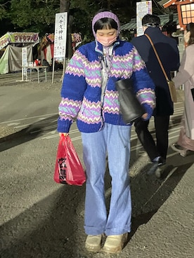 「古着女子」｜「アイテム（その他アウター）」を使った、ユキさん（レディース・157cm）の冬コーディネート