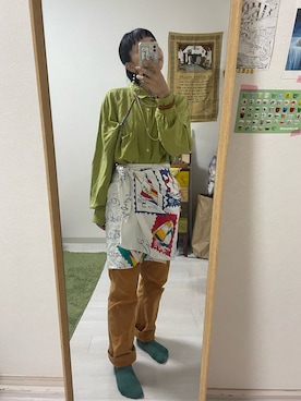 「古着女子」｜「アイテム（スラックス）」を使った、ユキさん（レディース・157cm）の春コーディネート