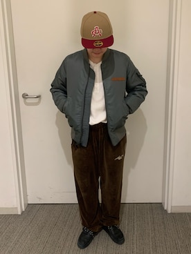 「秋冬コーデ」｜「アイテム（MA-1）」を使った、けいてぃさん（レディース・157cm）の冬コーディネート