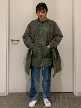 「AVIREX（アヴィレックス）のアイテム（モッズコート）」を使った、けいてぃさん（レディース・157cm）の冬コーディネート