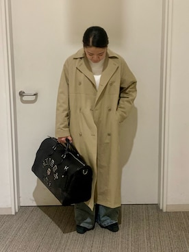 「ママファッション」｜「アイテム（トレンチコート）」を使った、けいてぃさん（レディース・157cm）の冬コーディネート
