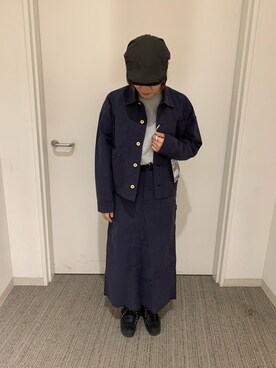「アイテム（スカート、ブルー系）」を使った、けいてぃさん（レディース・157cm）の冬コーディネート