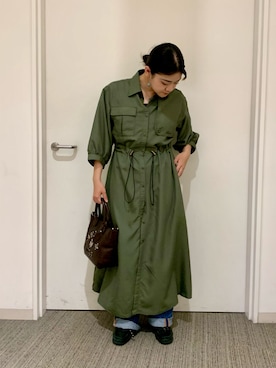 「AVIREX（アヴィレックス）のアイテム（シャツワンピース）」を使った、けいてぃさん（レディース・157cm）の夏コーディネート