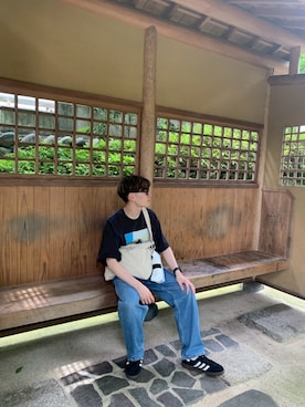 「GLOBAL WORK（グローバルワーク）のアイテム（バッグ）」を使った、I7ariさん（メンズ・169cm）の春コーディネート