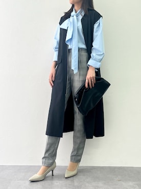 「ボウタイシャツ」｜Namiさん（レディース・170cm）の春コーディネート