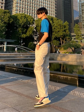 「BASIC COTTON（ベーシックコットン）のアイテム」を使った、さくひろさん（メンズ・183cm）の秋コーディネート