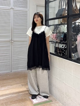 「LOWRYS FARM（ローリーズファーム）のフライスチビＴＥＥ 637055（Tシャツ/カットソー、ホワイト系）」を使った、waka72002さん（レディース）の春コーディネート
