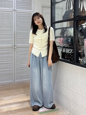 「LOWRYS FARM（ローリーズファーム）のヤワラカルイ２ＷＡＹショルダーＢＡＧ 115210（ショルダーバッグ、ブラウン系）」を使った、waka72002さん（レディース）の春コーディネート