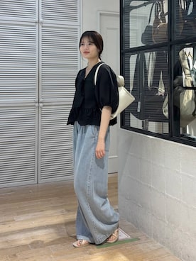 「LOWRYS FARM（ローリーズファーム）のイージーバギーデニム　601067（デニムパンツ、ブルー系）」を使った、waka72002さん（レディース）の春コーディネート