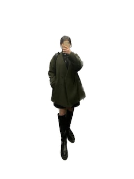「大学生」｜「アイテム（ノーカラージャケット）」を使った、tnychaさん（レディース・159cm）の冬コーディネート