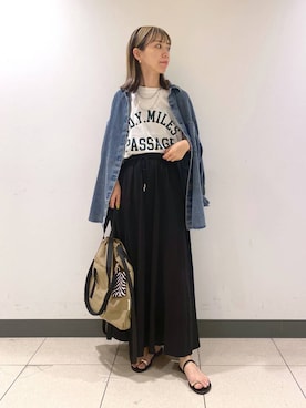 「アイテム（デニムジャケット）」を使った、sayakaさん（レディース・158cm）の夏コーディネート