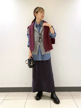 「BARNYARDSTORM（バンヤードストーム）のBARNYARDSTORM / ハイブリッドストレッチブーツ（ブーツ）」を使った、sayakaさん（レディース・158cm）の秋コーディネート