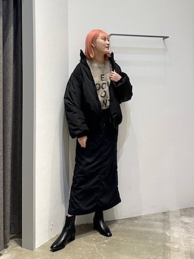 「BAYFLOW（ベイフロー）の[ストレッチ入り]裏起毛ベイカースカート（スカート）」を使った、ayakabfさん（レディース・172cm）の秋コーディネート