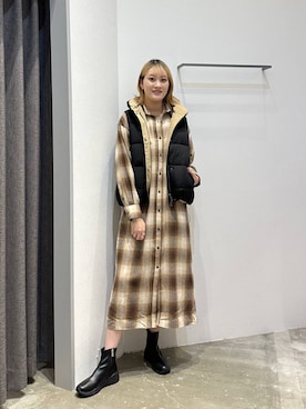 「アイテム（シャツワンピース）」を使った、ayakabfさん（レディース・172cm）の秋コーディネート