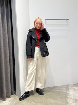 「アイテム（その他アウター、グレー系）」を使った、ayakabfさん（レディース・172cm）の冬コーディネート