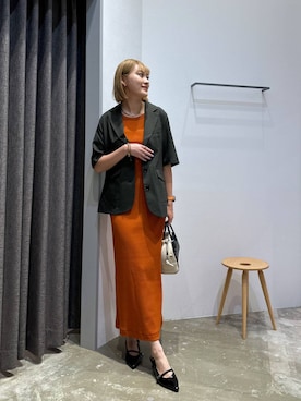 「アイテム（ワンピース/ドレス、オレンジ系）」を使った、ayakabfさん（レディース・172cm）の秋コーディネート