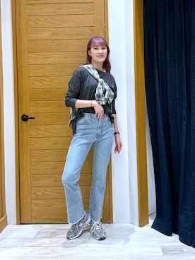 「BAYFLOW（ベイフロー）の[ヒップまでカバーできる]アソートチェックBIGシャツ（シャツ/ブラウス）」を使った、ayakabfさん（レディース・172cm）の秋コーディネート