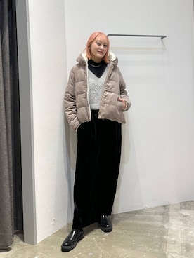 「アイテム（ダウンジャケット/コート）」を使った、ayakabfさん（レディース・172cm）の秋コーディネート