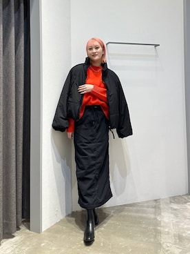 「BAYFLOW（ベイフロー）の[ストレッチ入り]裏起毛ベイカースカート（スカート）」を使った、ayakabfさん（レディース・172cm）の秋コーディネート