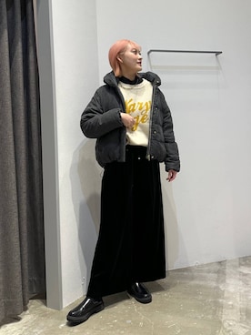 「アイテム（ダウンジャケット/コート）」を使った、ayakabfさん（レディース・172cm）の秋コーディネート