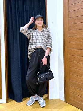 「BAYFLOW（ベイフロー）の[ヒップまでカバーできる]アソートチェックBIGシャツ（シャツ/ブラウス）」を使った、ayakabfさん（レディース・172cm）の秋コーディネート