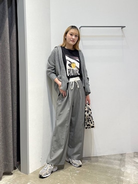 「BAYFLOW（ベイフロー）のレオパードボアロゴトートS（トートバッグ）」を使った、ayakabfさん（レディース・172cm）の秋コーディネート