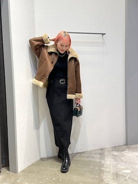 「アイテム（ムートンコート）」を使った、ayakabfさん（レディース・172cm）の冬コーディネート