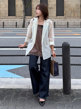 「アイテム（テーラードジャケット）」を使った、mayuさん（レディース・157cm）の夏コーディネート