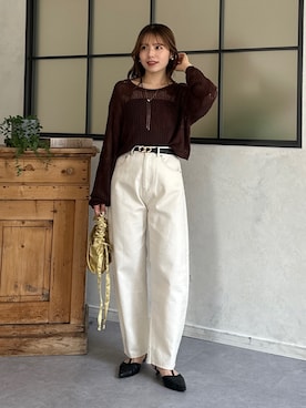 mayuさんの「ダブルリングバックルベルト」を使ったコーディネート