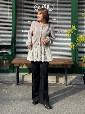 「アイテム（チュニック）」を使った、mayuさん（レディース・157cm）の冬コーディネート