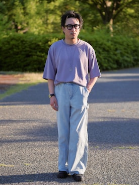 「ペインターパンツ」｜「アイテム（モカシン/デッキシューズ）」を使った、YUKI    さん（メンズ・170cm）の夏コーディネート