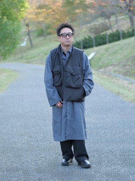 「アイテム（ステンカラーコート）」を使った、YUKI    さん（メンズ・170cm）の秋コーディネート