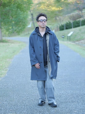 「アイテム（ステンカラーコート）」を使った、YUKI    さん（メンズ・170cm）の秋コーディネート