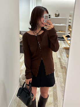 「mystic（ミスティック）のスクエアトゥロングブーツ（ブーツ）」を使った、horieyumiさん（レディース・156cm）の秋コーディネート