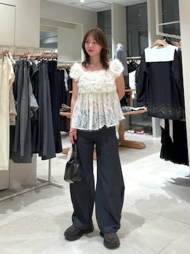 「mystic（ミスティック）のアイテム（その他パンツ）」を使った、horieyumiさん（レディース・156cm）の秋コーディネート
