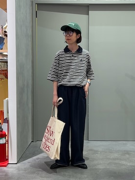 「GEVACO（ゲバコ）のアイテム」を使った、risakoさん（レディース・160cm）の夏コーディネート