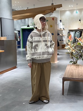 「アイテム（ニットキャップ/ビーニー）」を使った、risakoさん（レディース・160cm・30代）の冬コーディネート