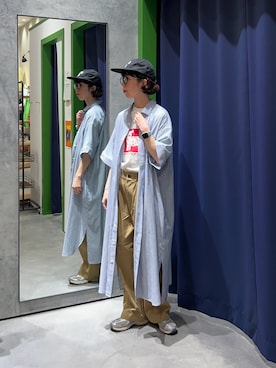「GEVACO（ゲバコ）の【GEVACO】ギャザーテーパードパンツ（その他パンツ、ベージュ系）」を使った、risakoさん（レディース・160cm）の春コーディネート