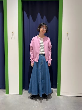 「CIAOPANIC TYPY（チャオパニックティピー）の【UNISEX】アソート柄アップリケTEE（Tシャツ/カットソー、ホワイト系）」を使った、risakoさん（レディース・160cm）の春コーディネート