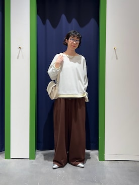 「CIAOPANIC TYPY（チャオパニックティピー）のアイテム（スラックス）」を使った、risakoさん（レディース・160cm）の春コーディネート